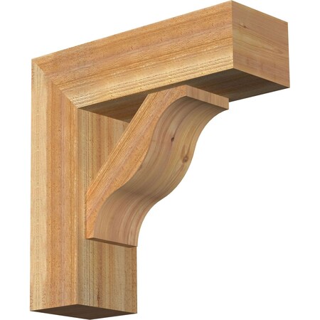 Ekena Millwork Funston Block Rough Sawn Bracket w/ Offset Brace, Western Red Cedar, 8"W x 24"D x 24"H BKT0806X24X24FST05RWR